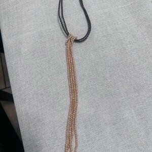 nOir Jewelry Beige Multi-Strand Beaded Tassel Necklace